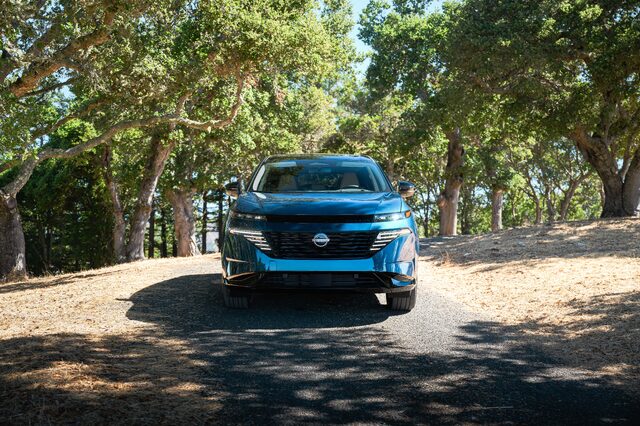 2025 Nissan Murano front view under tree canopy