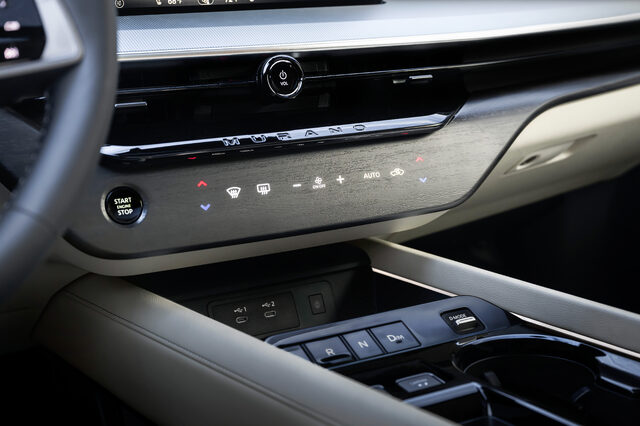 2025 Nissan Murano climate controls and center stack wider view