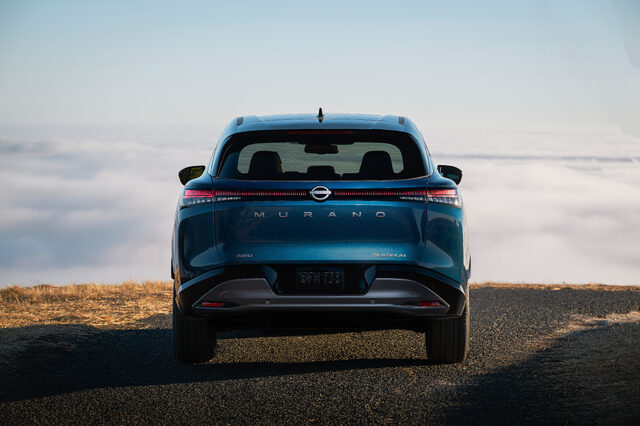 2025 Nissan Murano Platinum AWD direct rear view above the clouds