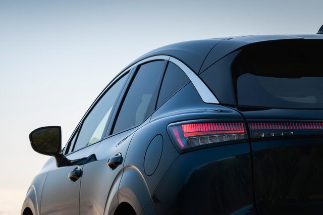 2025 Nissan Murano rear quarter with LED taillight and coupe roofline