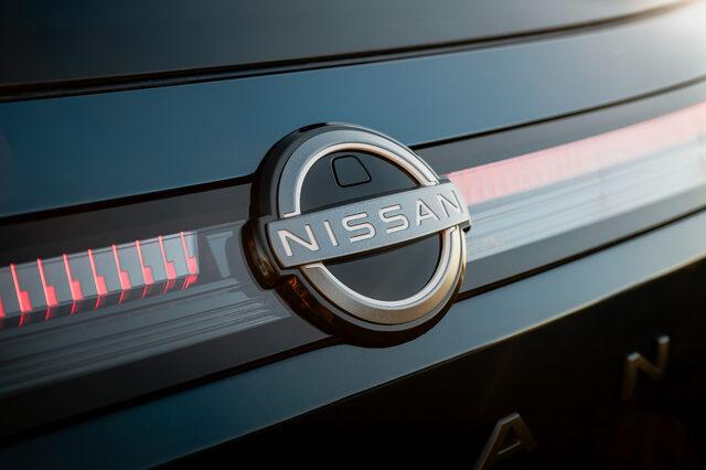2025 Nissan Murano rear Nissan badge close-up with LED taillight