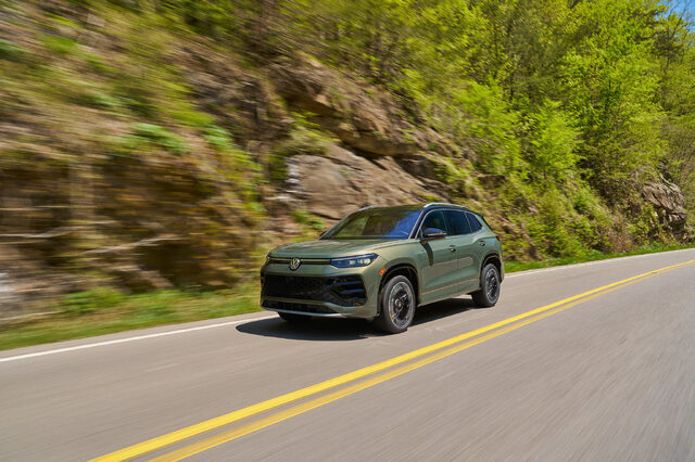 2026 Volkswagen Tiguan SEL R-Line Driving Front Action Shot