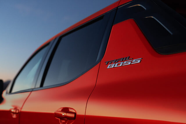 2026 Chevrolet Silverado EV Trail Boss Badge on C-Pillar