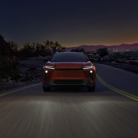 2026 Toyota C-HR Front View Driving at Night with Headlights On