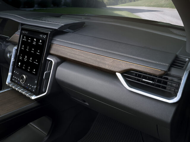 2026 GMC Acadia Denali Ultimate Passenger Dashboard with Wood Trim and Touchscreen