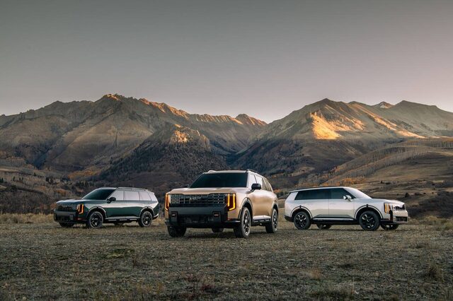 2027 Kia Telluride Lineup Three Models in Mountain Setting