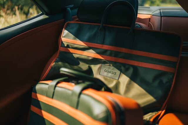 Genesis X Gran Coupe Concept Branded Luggage on Rear Seat