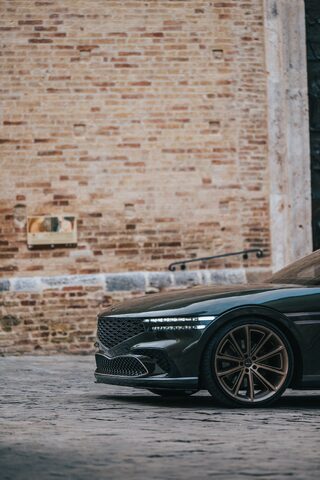 Genesis X Gran Coupe Concept Front Quarter Detail Against Brick Wall