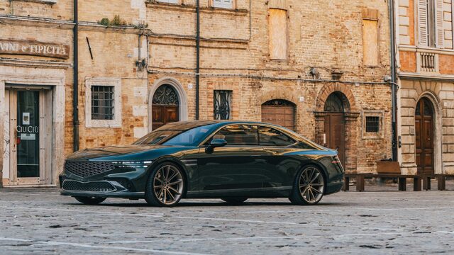 Genesis X Gran Coupe Concept Driver Side Profile in Italian Village Square