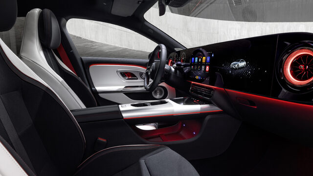 2026 Mercedes-Benz CLA EV Interior with Ambient Lighting and Widescreen Display