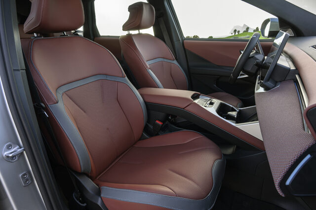 2026 BMW iX3 Front Seats with Burgundy Leather and Center Console