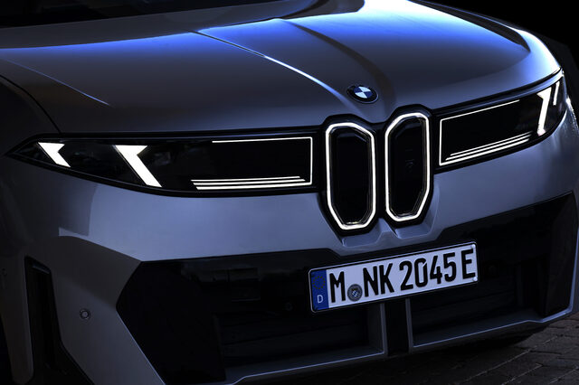 2026 BMW iX3 Front Fascia Close-Up with Illuminated Kidney Grille