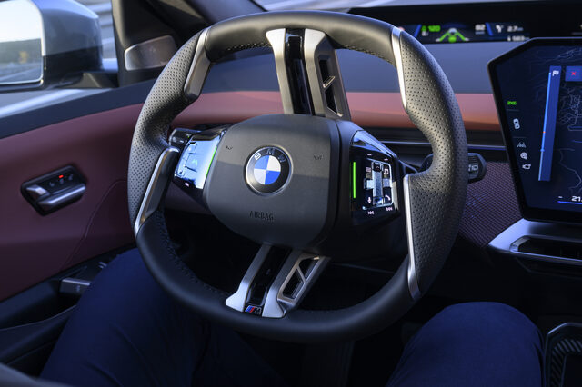 2026 BMW iX3 Steering Wheel Close-Up with Multifunction Controls