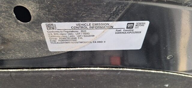 2023 GMC Acadia - Emissions Sticker