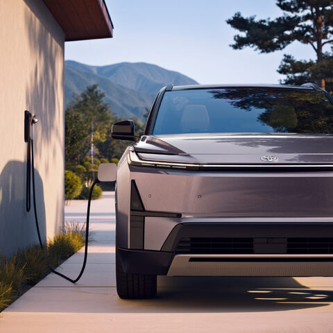 2027 Toyota Highlander EV Front Close-Up While Charging