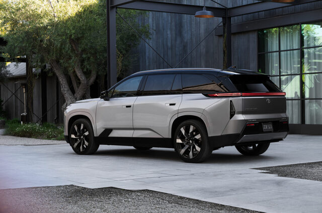 2027 Toyota Highlander EV Rear Three-Quarter View