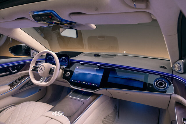 2027 Mercedes-Benz S-Class Dashboard with MBUX Superscreen and Ambient Lighting