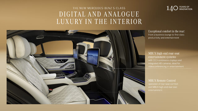 2027 Mercedes-Benz S-Class Rear Seat Entertainment and MBUX Displays