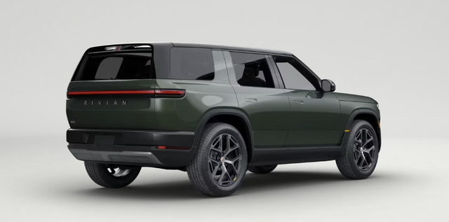 2027 Rivian R2 Rear Three-Quarter in Forest Green