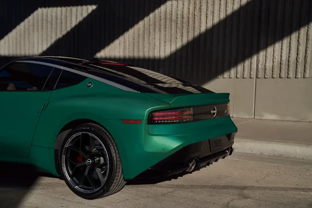 2027 Nissan Z Performance Shinkai Green Pearl Rear Three-Quarter Detail