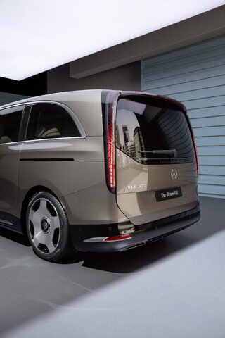 2027 Mercedes-Benz VLE MPV rear three-quarter view in bronze