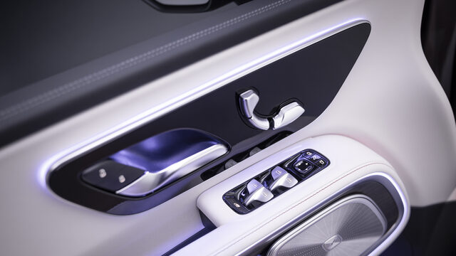 2027 Mercedes-Benz VLE MPV Door Panel with Window Controls and Ambient Lighting