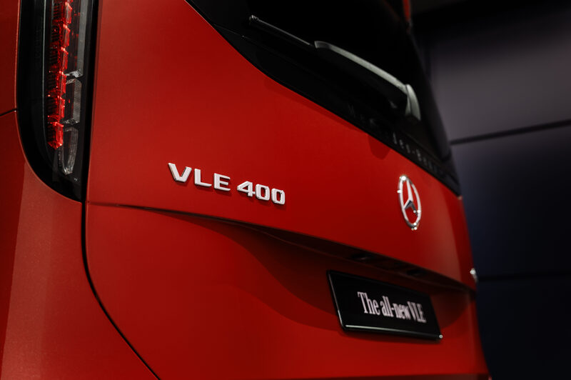 2027 Mercedes-Benz VLE 400 Rear Badge Detail in Red