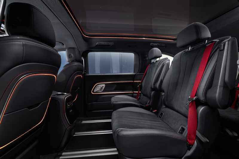2027 Mercedes-Benz VLE MPV Second and Third-Row Interior with Orange Ambient Lighting