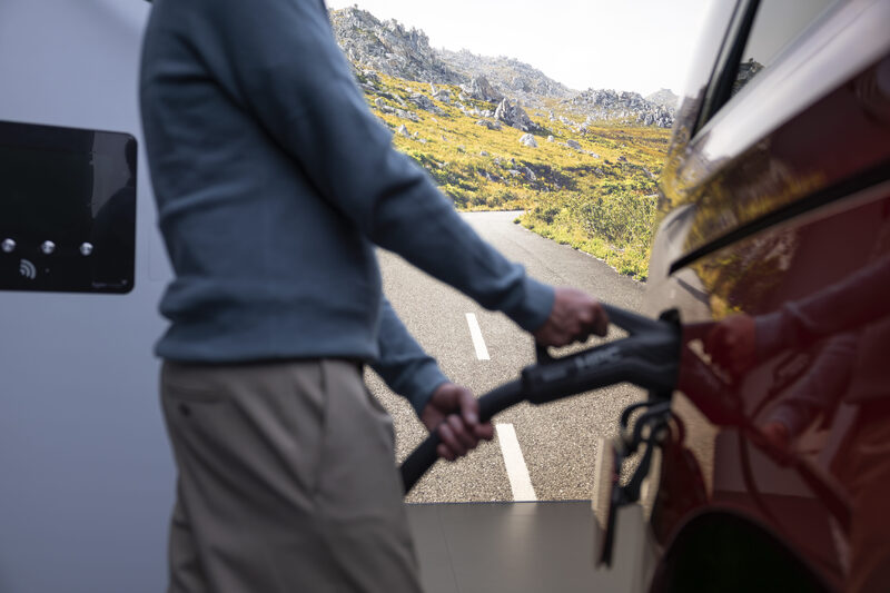 2027 Mercedes-Benz VLE MPV Roadside DC Fast Charging in Red