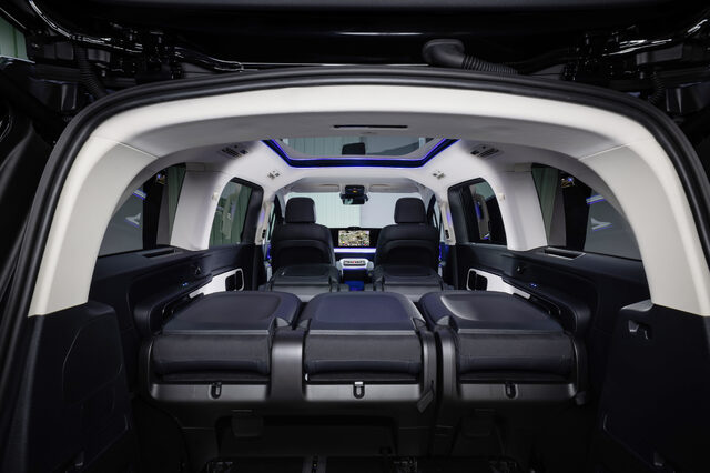 2027 Mercedes-Benz VLE MPV Three-Row Interior View from Rear