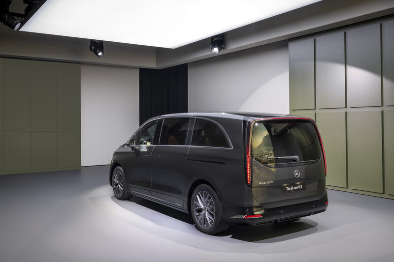 2027 Mercedes-Benz VLE MPV Rear Three-Quarter View in Dark Gray