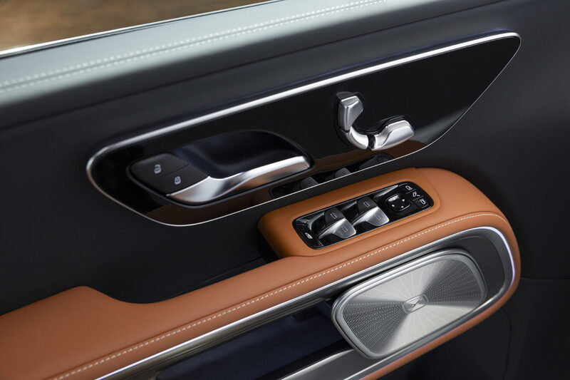 2027 Mercedes-Benz VLE MPV Door Panel with Cognac Leather and Burmester Speaker