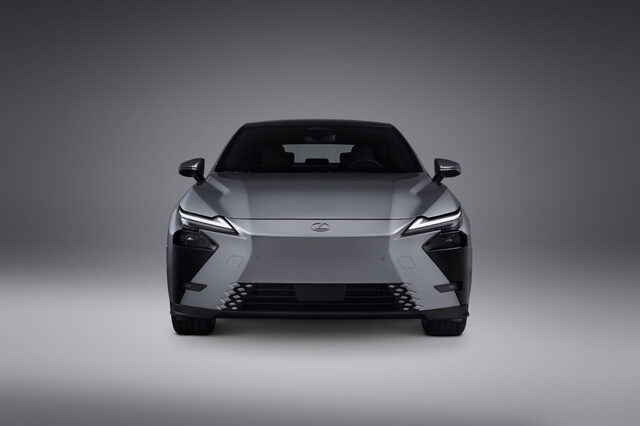 2026 Lexus ES 500e Luxury Direct Front Studio with L-Shaped LED Running Lights