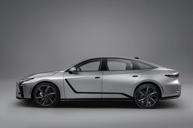 2026 Lexus ES 500e Luxury Pure Side Profile Studio Shot