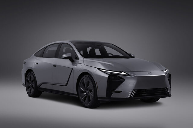 2026 Lexus ES 500e Luxury Hero Shot Front Three-Quarter Studio