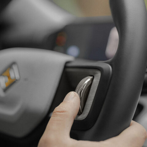 2027 Rivian R2 Steering Wheel Scroll Knob Detail